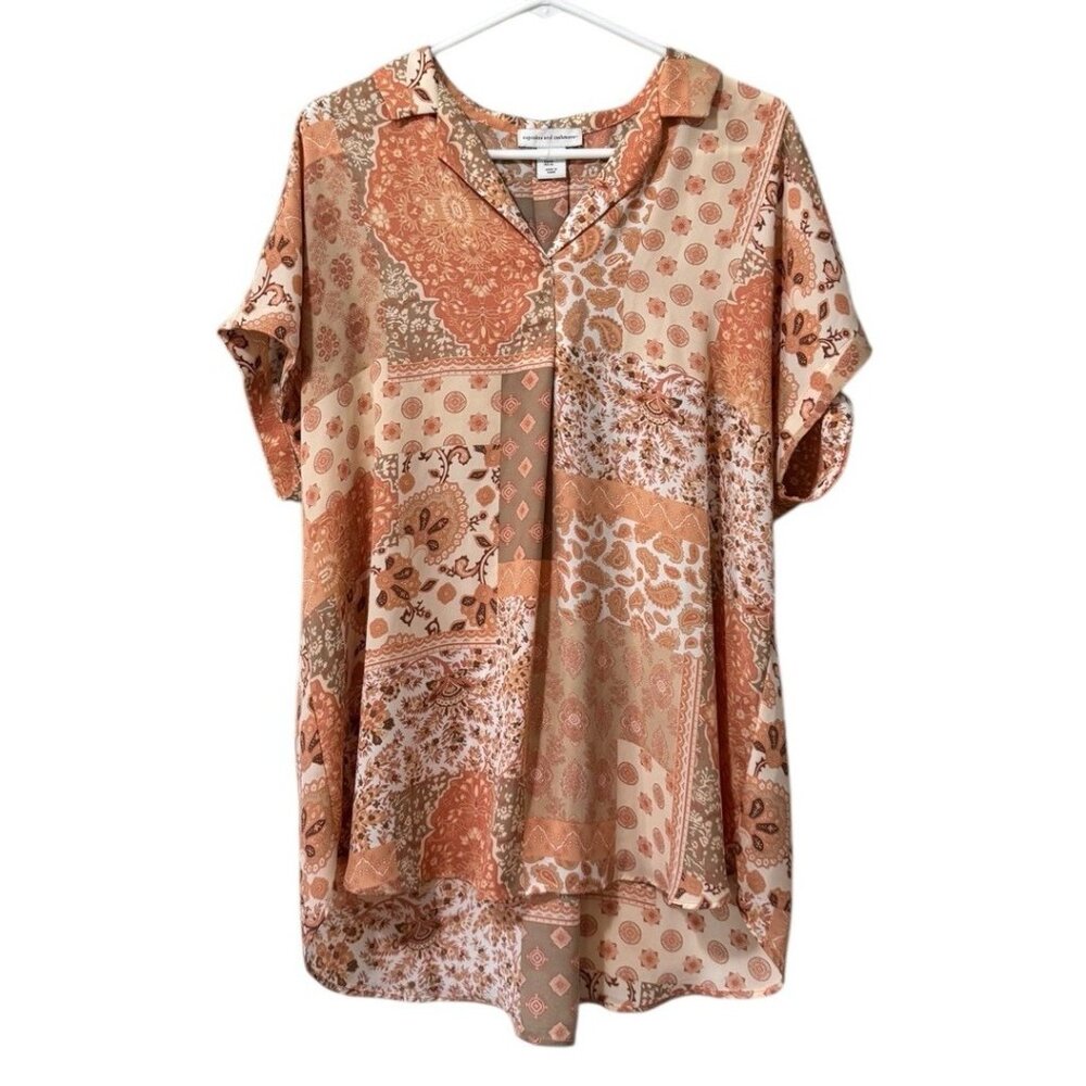 Cupcakes and Cashmere Women Blouse Size XL Paisley Lightweight Polyester Artsy
